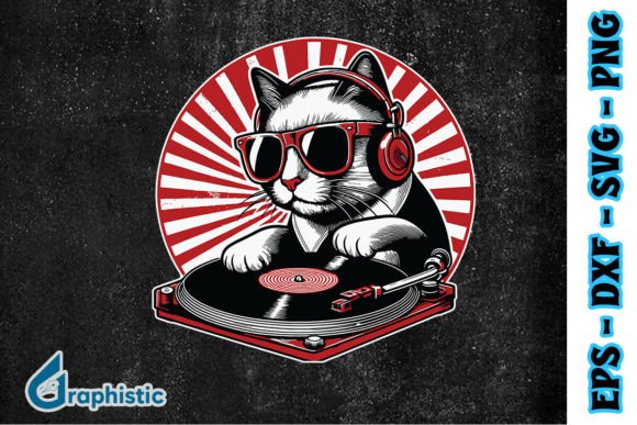 Download Funny DJ Cat Disco Sound Headphone SVG - Premium Resources