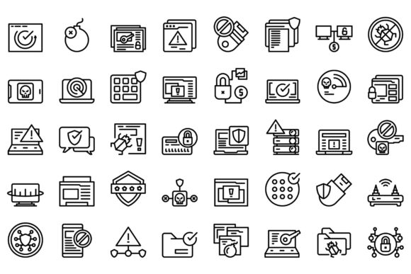 Download Antivirus Icons Set Outline Vector. - Antivirus Collection