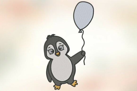 Download Penguin Holding Balloon Emroidery Design - Holding Collection
