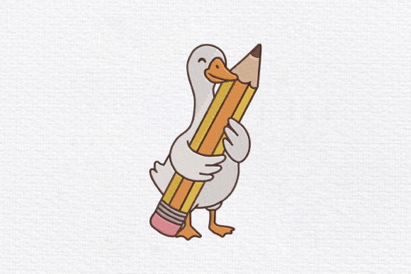 Download Cute Goose Holding Pencil Embroidery - Holding Collection