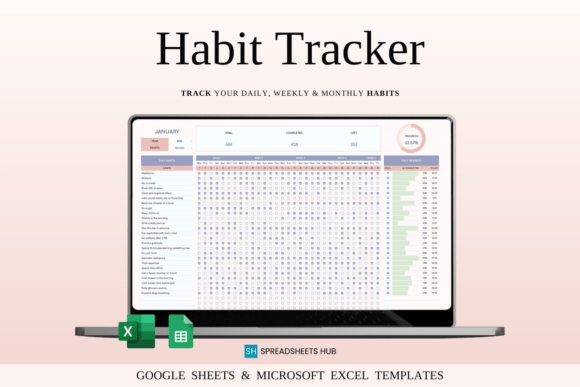 Download Habit Tracker for Google Sheets | Excel - Google Collection