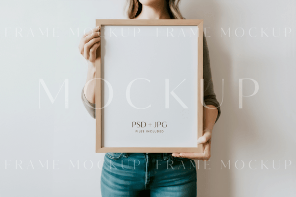 Download Modern Woman Holding 11x14 Frame Mockup - Holding Collection