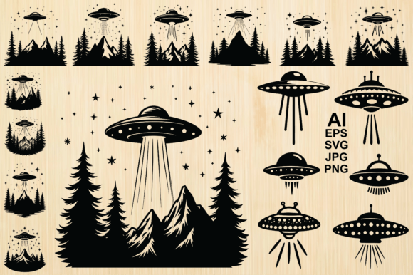 Download Silhouette Alien Spaceship Vector Bundle - Spaceship Collection