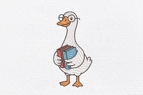Download Goose Holding Books Embroidery Design - Holding Collection