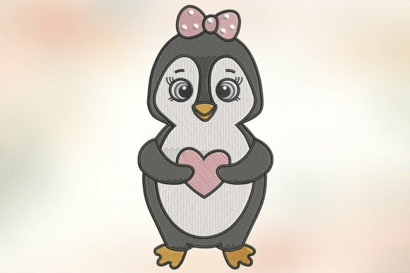 Download Penguin Holding Heart Embroidery Design - Holding Collection